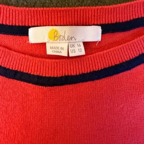 Boden Orange sweater Dress with Striped Sleeves UK 16, US 12 - Picture 14 of 14